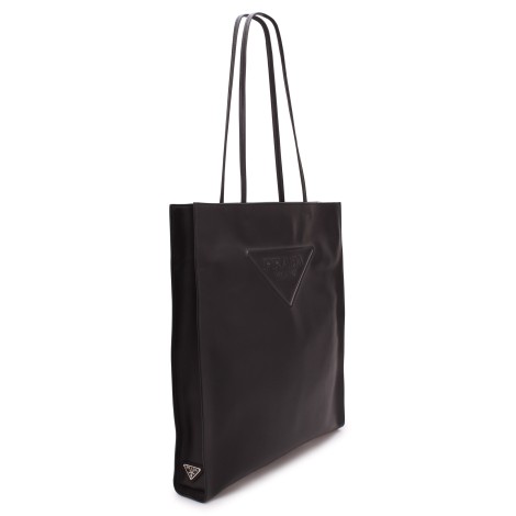 Prada Embossed Triangular Logo Shopping Bag MED