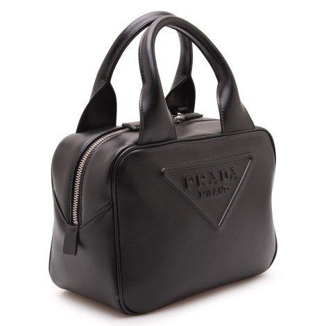 Prada Embossed Logo Leather Tote Bag U