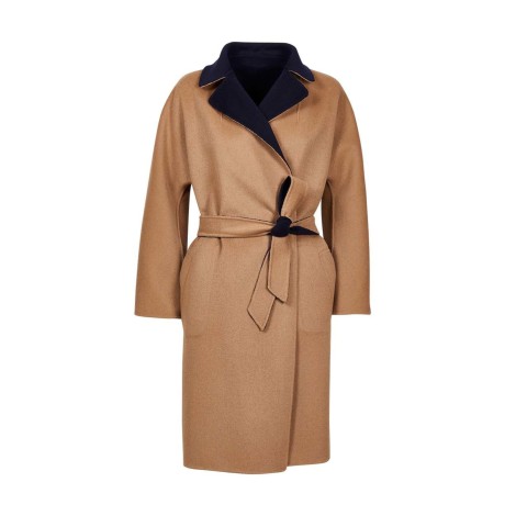 MAX MARA WEEKEND CAPPOTTO RAIL RERVERSIBILE IN LANA BLU-BEIGE 50160429600014