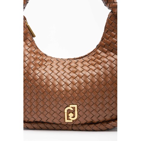 Woven hand bag with logo