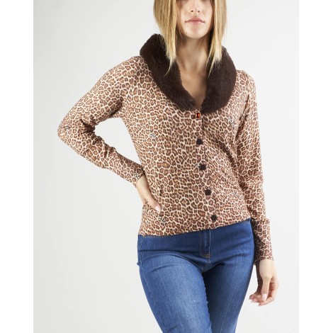 BLUGIRL Cardigan maculato con pelliccia Blugirl by Bluemarine