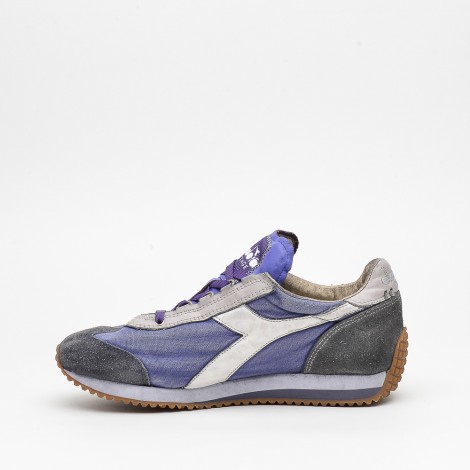 Sneakers in camoscio e tessuto blu e viola