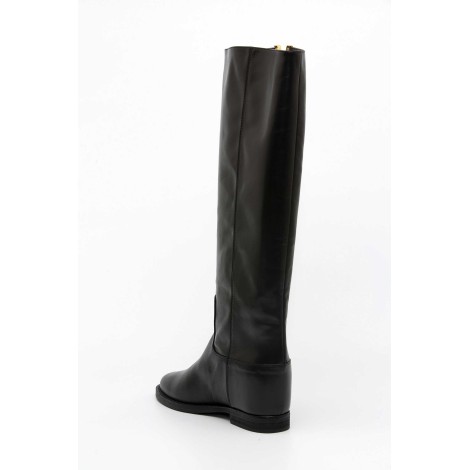 BLACK LEATHER BOOT V GOLD