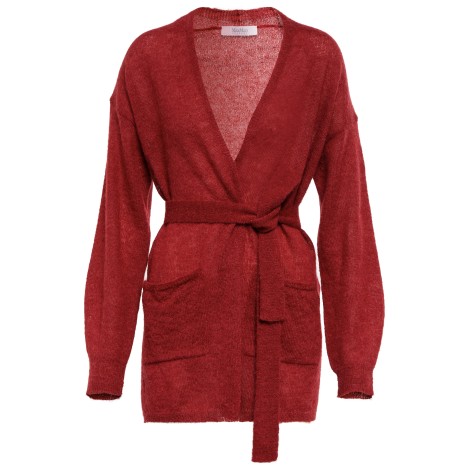 MAX MARA LEISURE CARDIGAN LUNGO TESSA CON CINTURA ROSSO 33460426600002