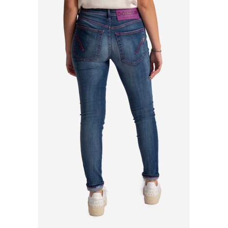 DONDUP Denim Pantalone Iris con filo colorato