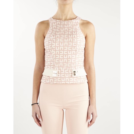 ELISABETTA FRANCHI Top in crepe stampato con disegno Labirinto Elisabetta Franchi