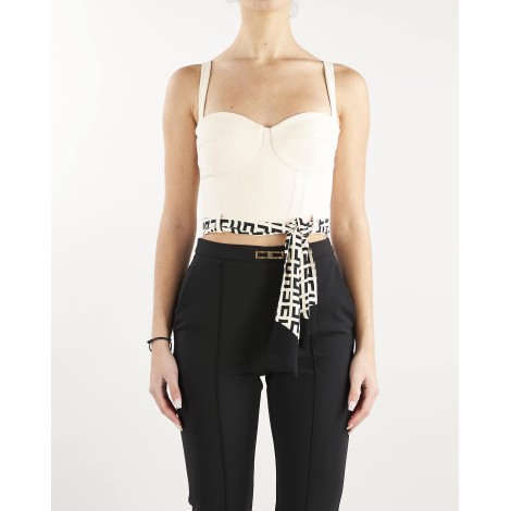 ELISABETTA FRANCHI Top bustier con foulard stampa logo Elisabetta Franchi