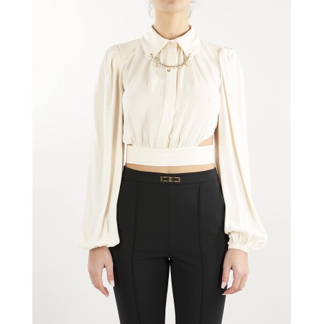 ELISABETTA FRANCHI Camicia cropped con collo importante Elisabetta Franchi