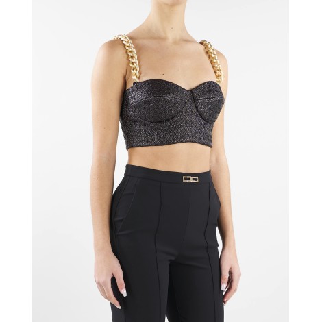 ELISABETTA FRANCHI Top in rafia con coppe Elisabetta Franchi