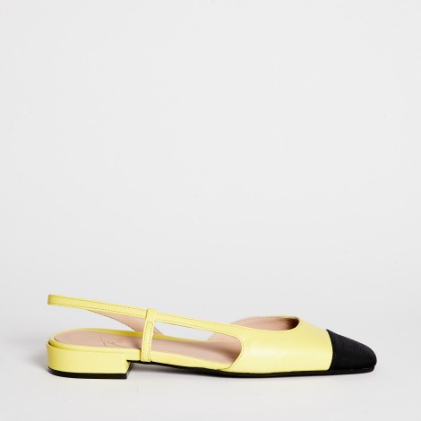 Ballerina Astris in pelle e gros grain lime e nero