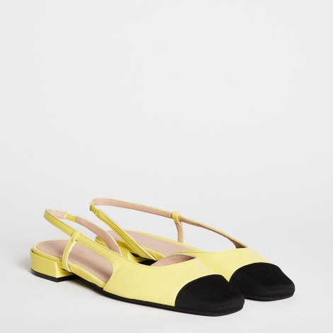 Ballerina Astris in pelle e gros grain lime e nero