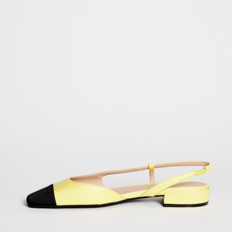 Ballerina Astris in pelle e gros grain lime e nero