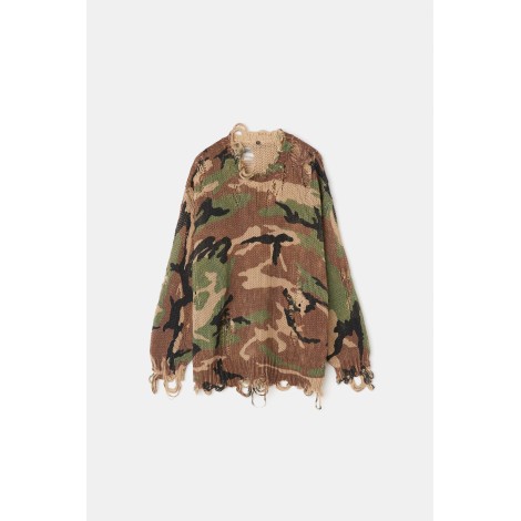 R13 Camo Distressed Oversized Sweater