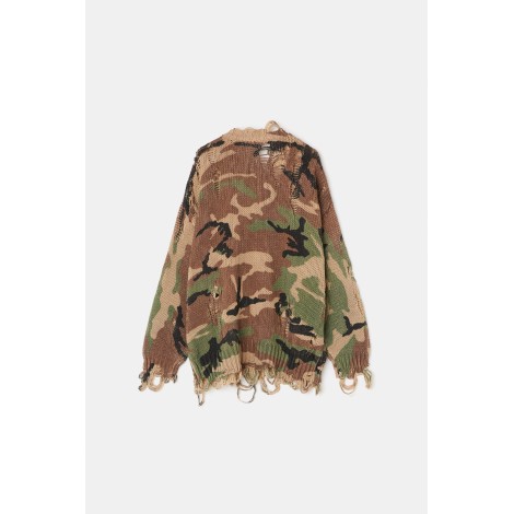 R13 Camo Distressed Oversized Sweater