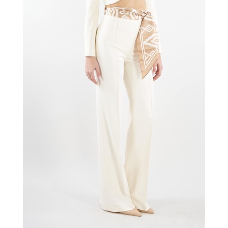 ELISABETTA FRANCHI Pantalone a zampa con cintura foulard Elisabetta Franchi