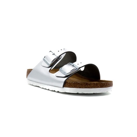 Ciabatta Donna Metallic silver BIRKENSTOCK Pelle