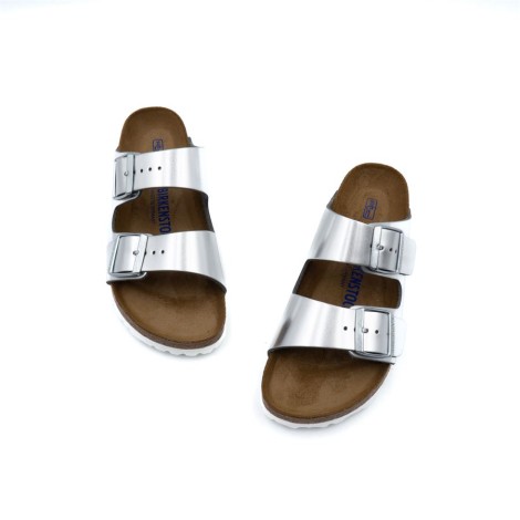 Ciabatta Donna Metallic silver BIRKENSTOCK Pelle