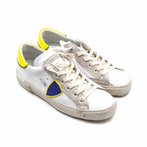 Sneakers Donna BLANC JAUNE PHILIPPE MODEL Pelle