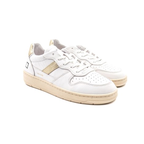 Sneakers Donna WHITE-PLATINIUM D.A.T.E.  Pelle