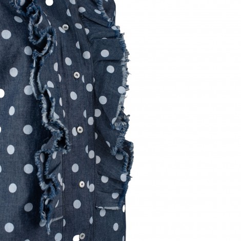 Camicia a pois in cotone denim