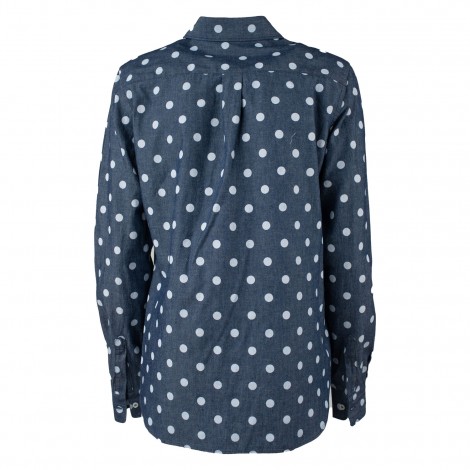 Camicia a pois in cotone denim