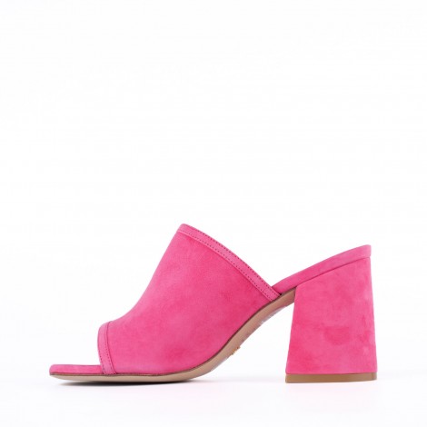 Ciabattina con zeppa in pelle fuchsia