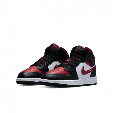 Air Jordan 1 Mid Black Fire Red (GS)