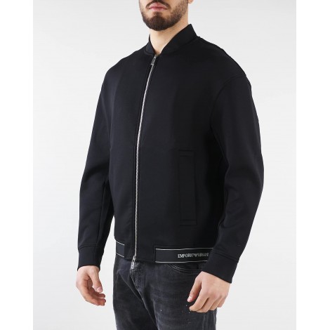 EMPORIO ARMANI Felpa in double jersey con zip e fondo elastico logato Emporio Armani