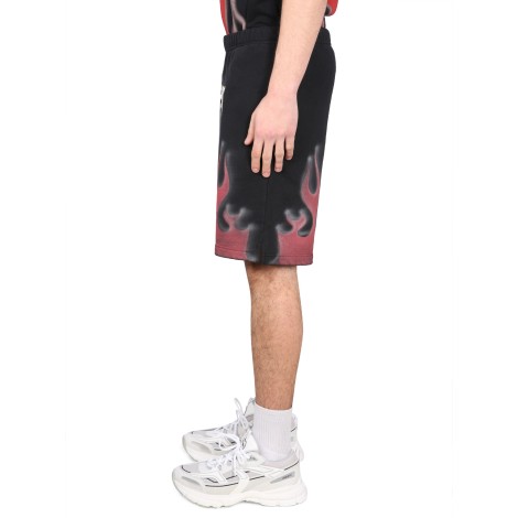 heron preston bermuda shorts with flames print