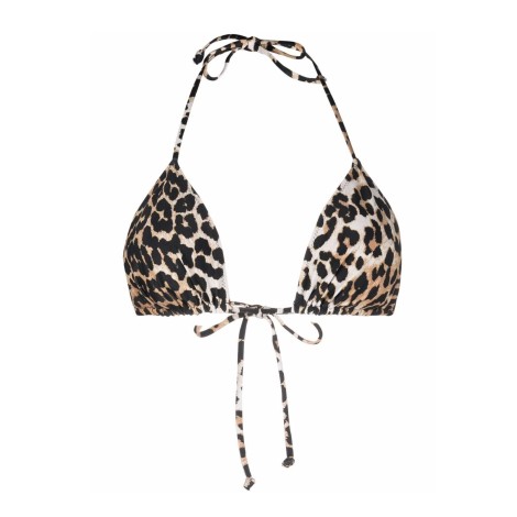 ganni animal print bikini top