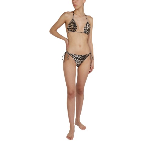 ganni animal print bikini top