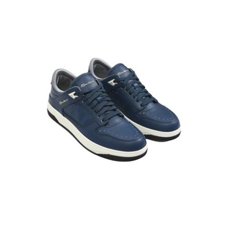 Sneakers di Santoni, da uomo, colore blu. Modello sportivo, traforato e suola leggermente alta. Lacci. 