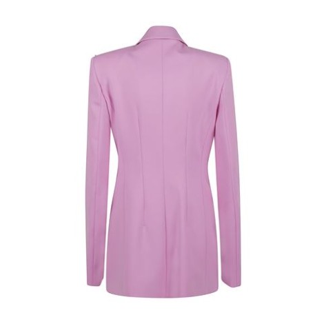 Blazer FRIZZO, di Sportmax, da donna, colore rosa. Modello lungo doppio petto, realizzato in jersey scuba tecnico, con costruzione sartoriale e linea sfiancata. Spalle costruite con spalline imbottite internamente. Collo con rever a lancia, maniche lunghe