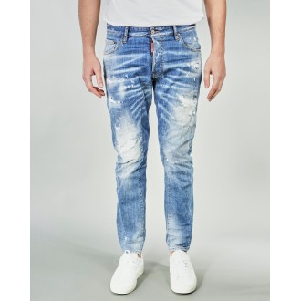 DSQUARED Jeans Ripped White Spots Wash Tidy Biker Dsquared