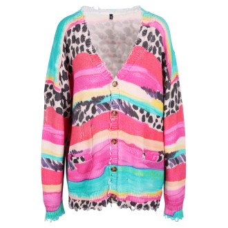 R13 'Distressed Edge' Multicolor Cotton Cardigan M