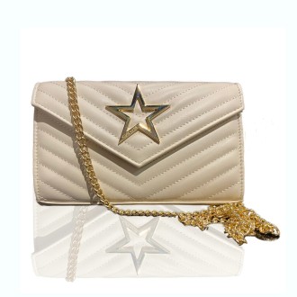 SHOP ART BORSA A SPALLA TRAPUNTATA BIANCA 80603OFFWHITE