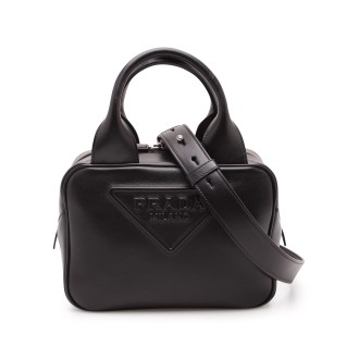 Prada Embossed Logo Leather Tote Bag U