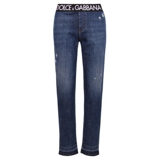 Dolce & Gabbana Logo Lettering Elastic Band Jeans 44