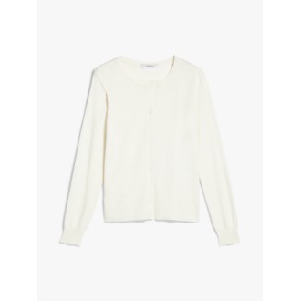 MAX MARA CARDIGAN LORD IN COTONE E SETA BIANCO 33460124600004