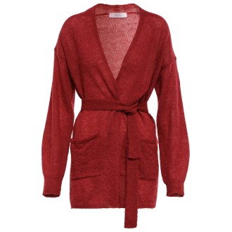 MAX MARA LEISURE CARDIGAN LUNGO TESSA CON CINTURA ROSSO 33460426600002