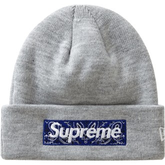 Supreme New Era Box Logo Beanie (FW19) Heather Grey