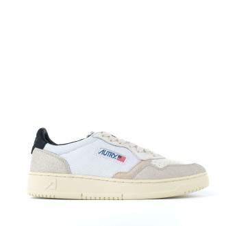 Sneakers in patchwork pelle scamosciata e tela bianca
