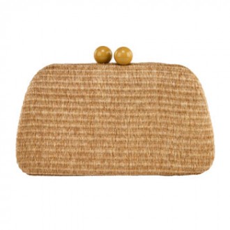 Clutch in raffia con catena rimovibile