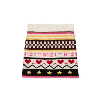 n°21 allover jacquard knit skirt