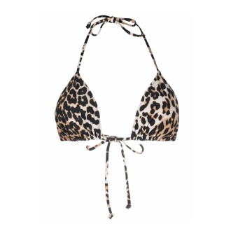 ganni animal print bikini top