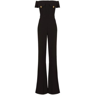 Balmain Off-Shoulders Flare Jumpsuit