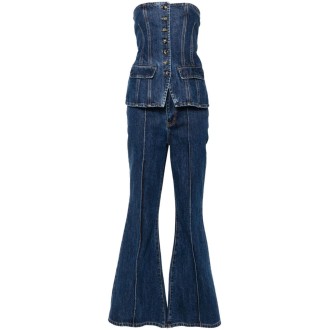 Self-Portrait Denim Bandeau Jumpsuit