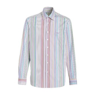 Camicia di Etro, da uomo, colore multicolor. Modello in cotone, caratterizzato da righe mulricolor. Dettaglio logo. Colletto classico e chiusura con bottoni. Vestibilità regolare. 