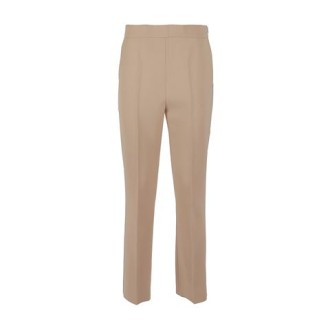 Pantalone NEPETA, di Max Mara, da donna, colore beige. Modello cropped alla caviglia, realizzato in doppio crêpe di lana stretch. Vita normale, piega stirata sulla gamba e tasche alla francese sui fianchi. Chiusura con zip sul fianco. Vestibilità regolare