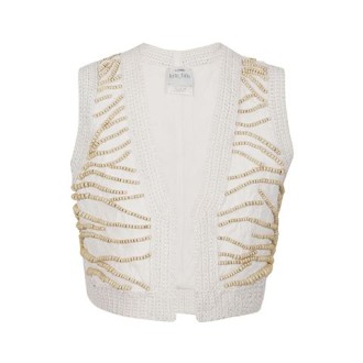 Gilet di Forte_Forte, da donna, colore bianco. Modello corto con perline applicazioni all-over. 